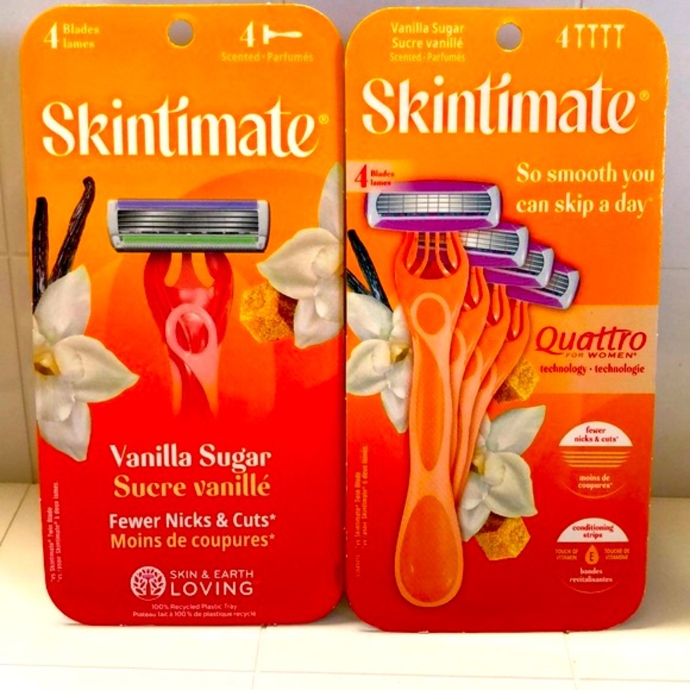 SCHICK Skintimate Vanilla Sugar 4 Pack Disposable 4 Blades - 2 packages NEW